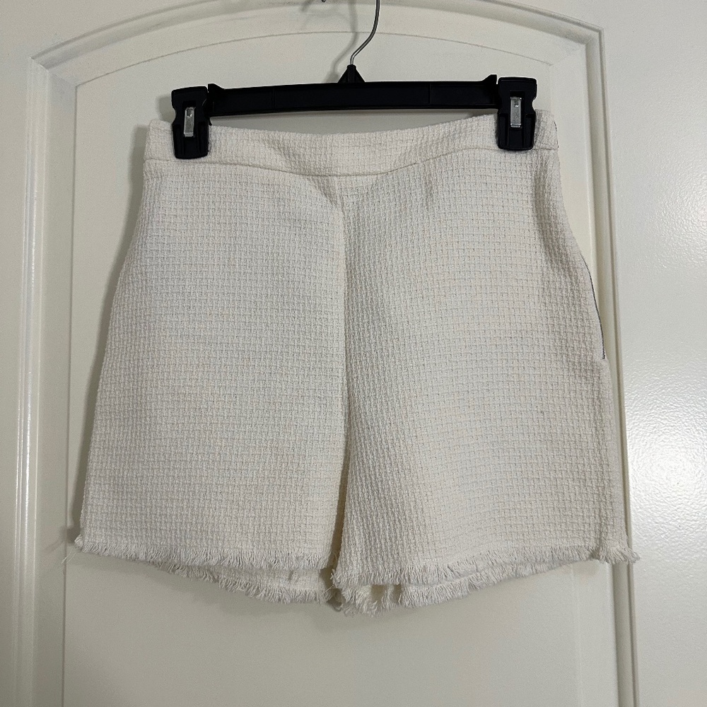 Mango Soft Tweed Suit Off-White Shorts
